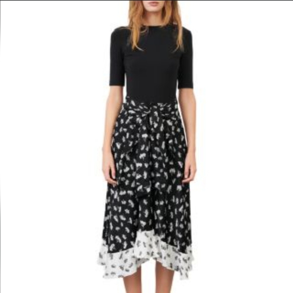Maje Raprina Mixed Material Midi Dress - Picture 1 of 16